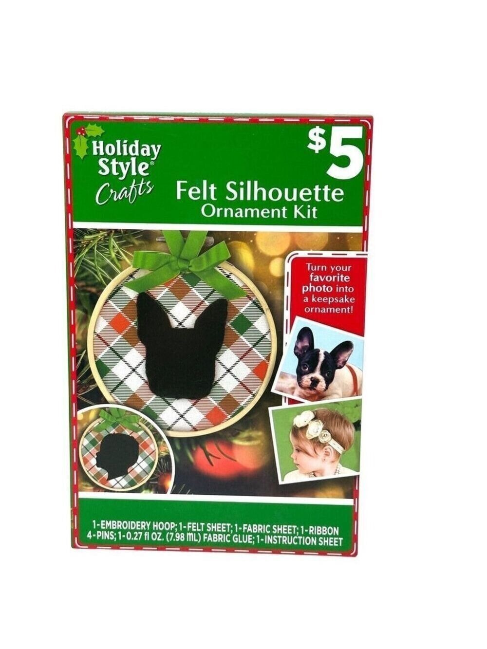 Holiday Style Felt Silhouette Ornament Kit Keepsake DIY Craft Gift